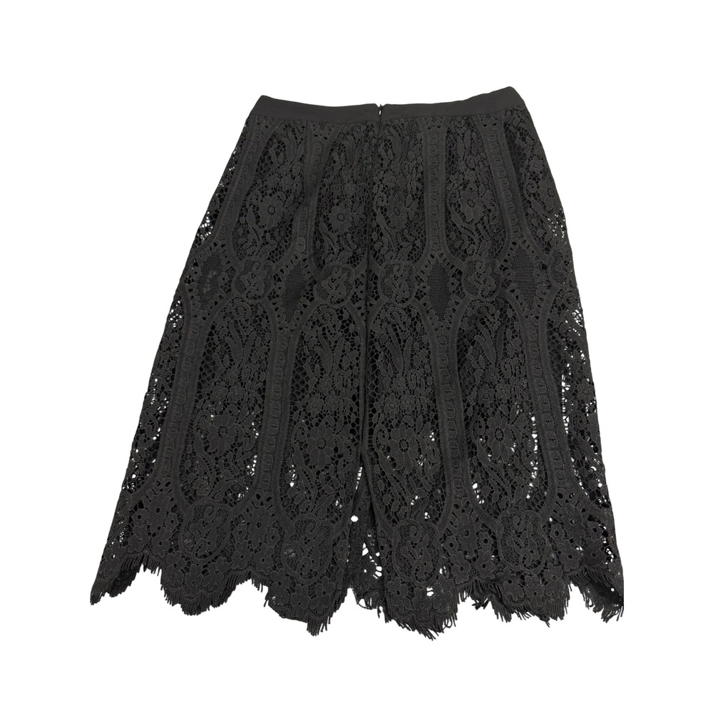 Sunday in Brooklyn Black Lace Scalloped Hem Midi Skirt Size M